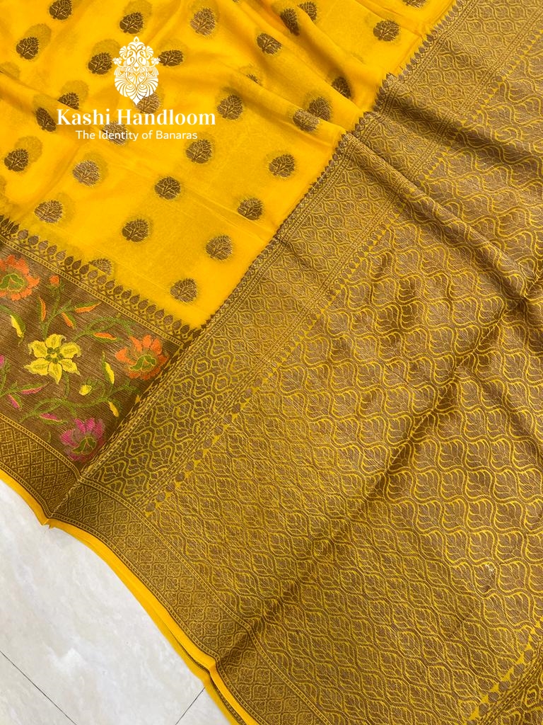Banaras Handloom Pure Khaddi Chiffon Saree
