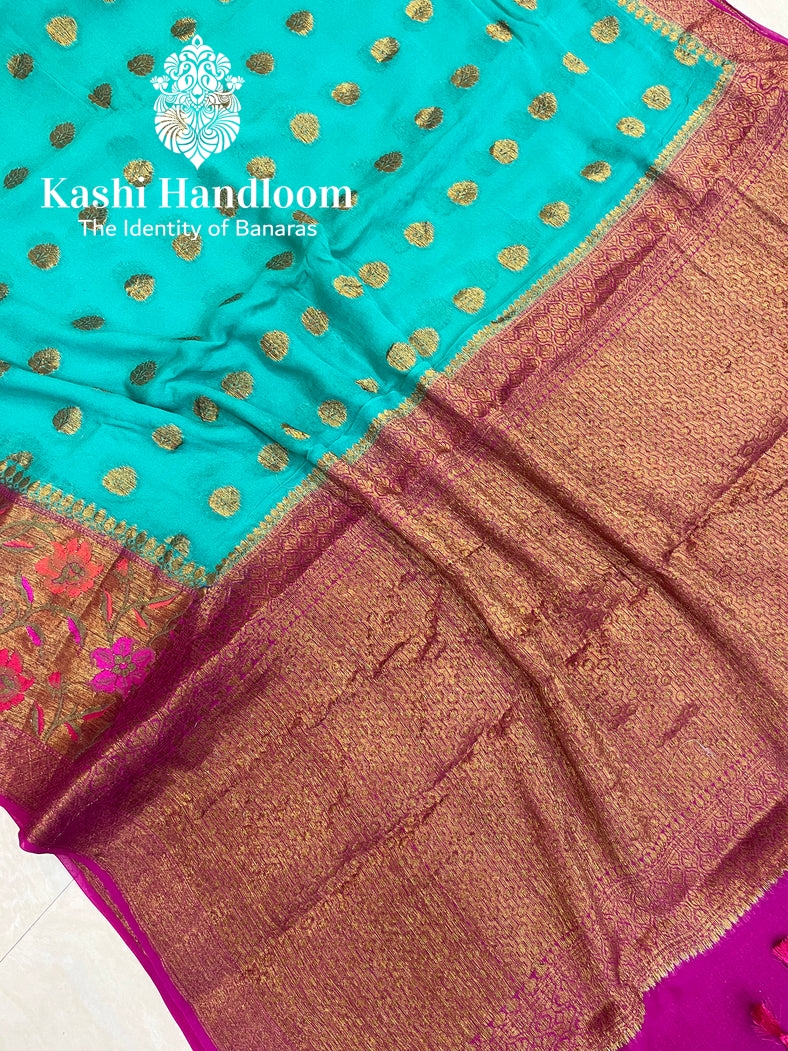 Banaras Handloom Pure Khaddi Chiffon Saree
