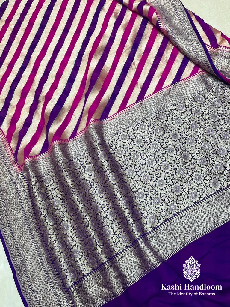 Banaras Handloom Khaddi Georgette Saree Water Zari