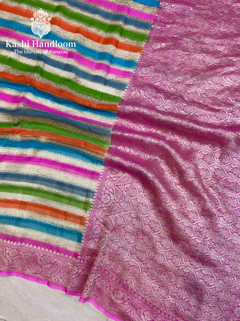 Banaras Handloom Khaddi Georgette Saree Water Zari