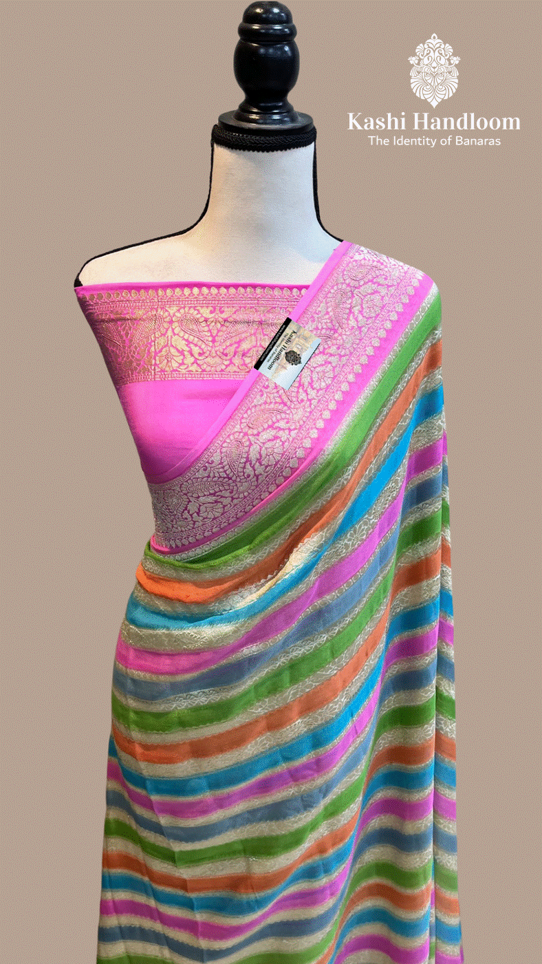 Banaras Handloom Khaddi Georgette Saree Water Zari