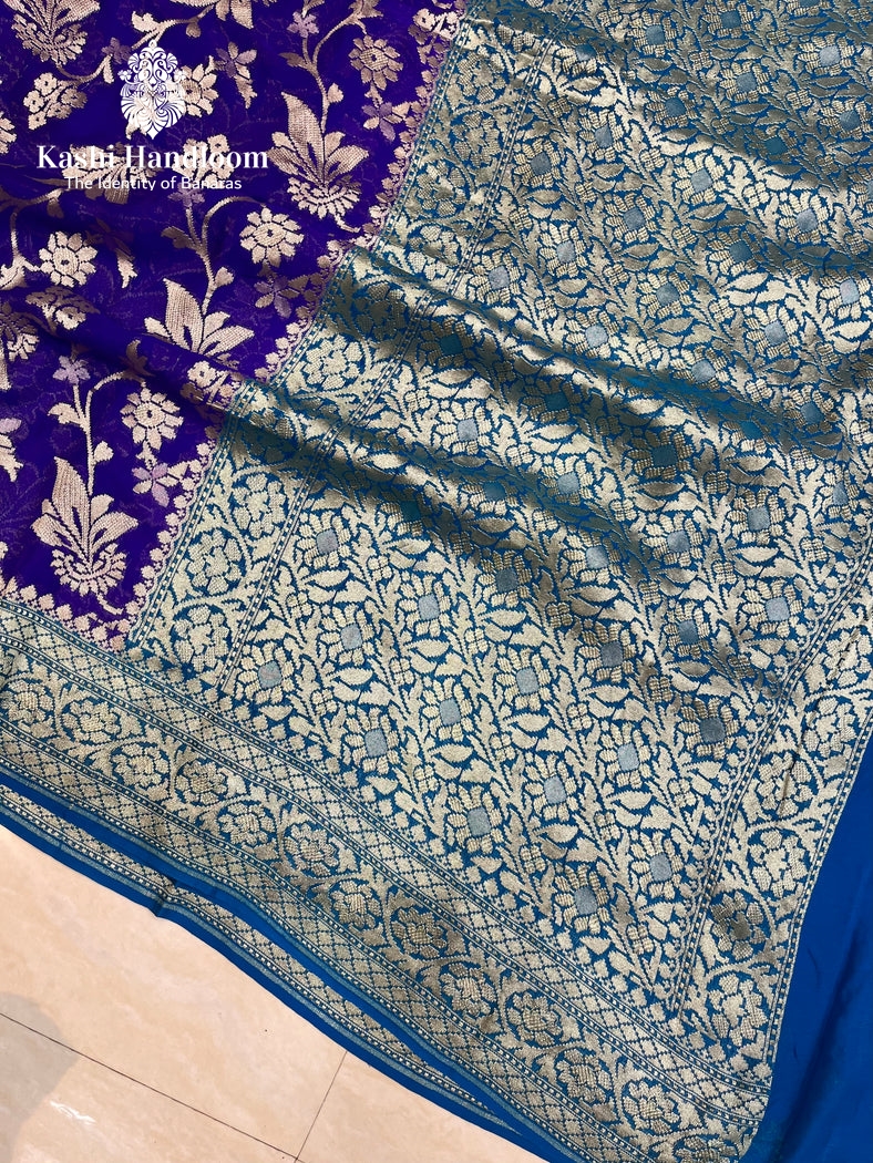 Banaras Handloom Khaddi Georgette Saree Water Zari
