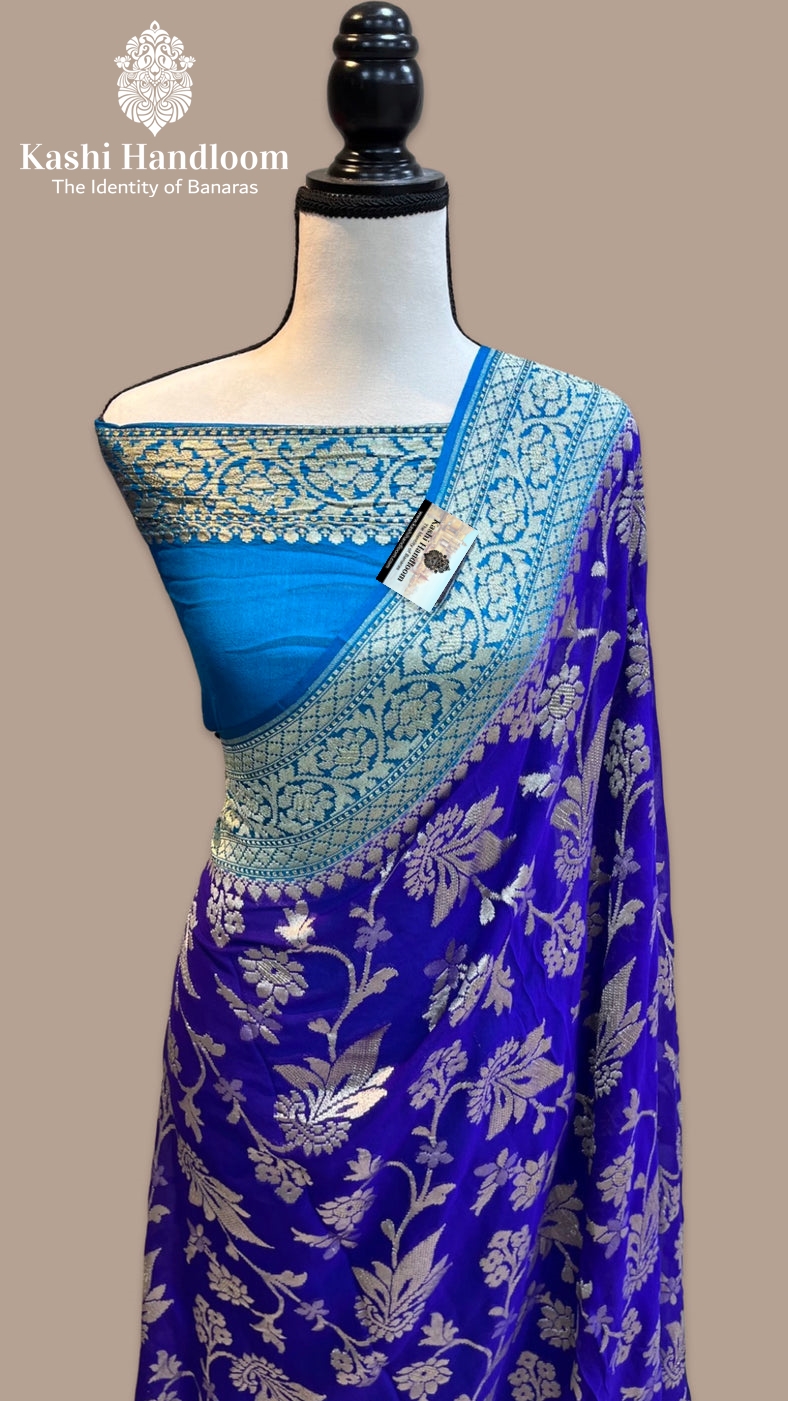 Banaras Handloom Khaddi Georgette Saree Water Zari