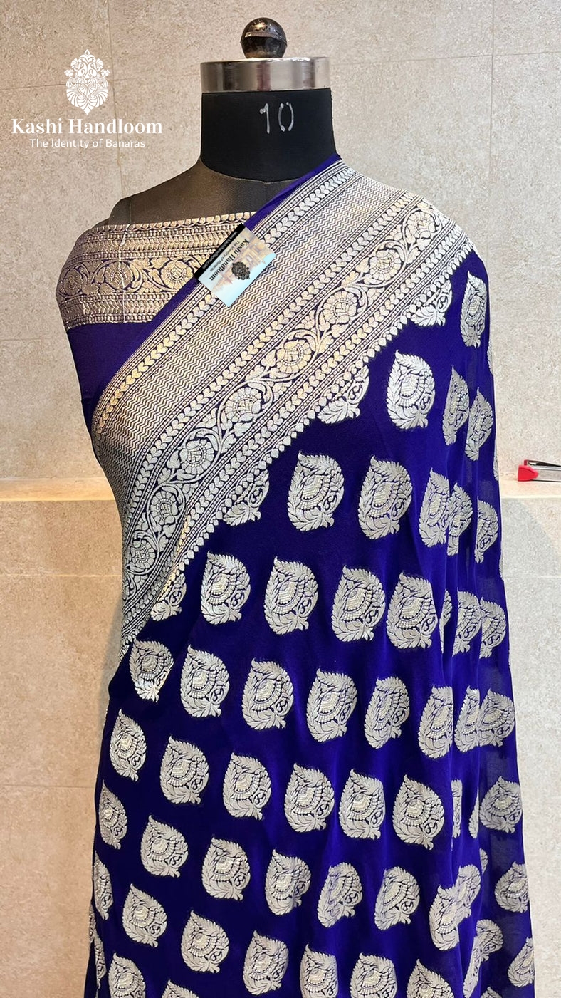 Banaras Handloom Khaddi Georgette Saree Water Zari