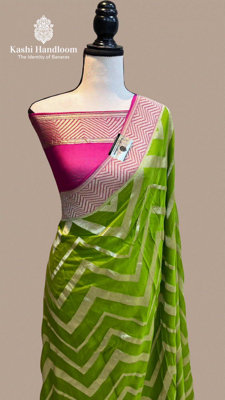 Banaras Handloom Khaddi Georgette Saree Water Zari