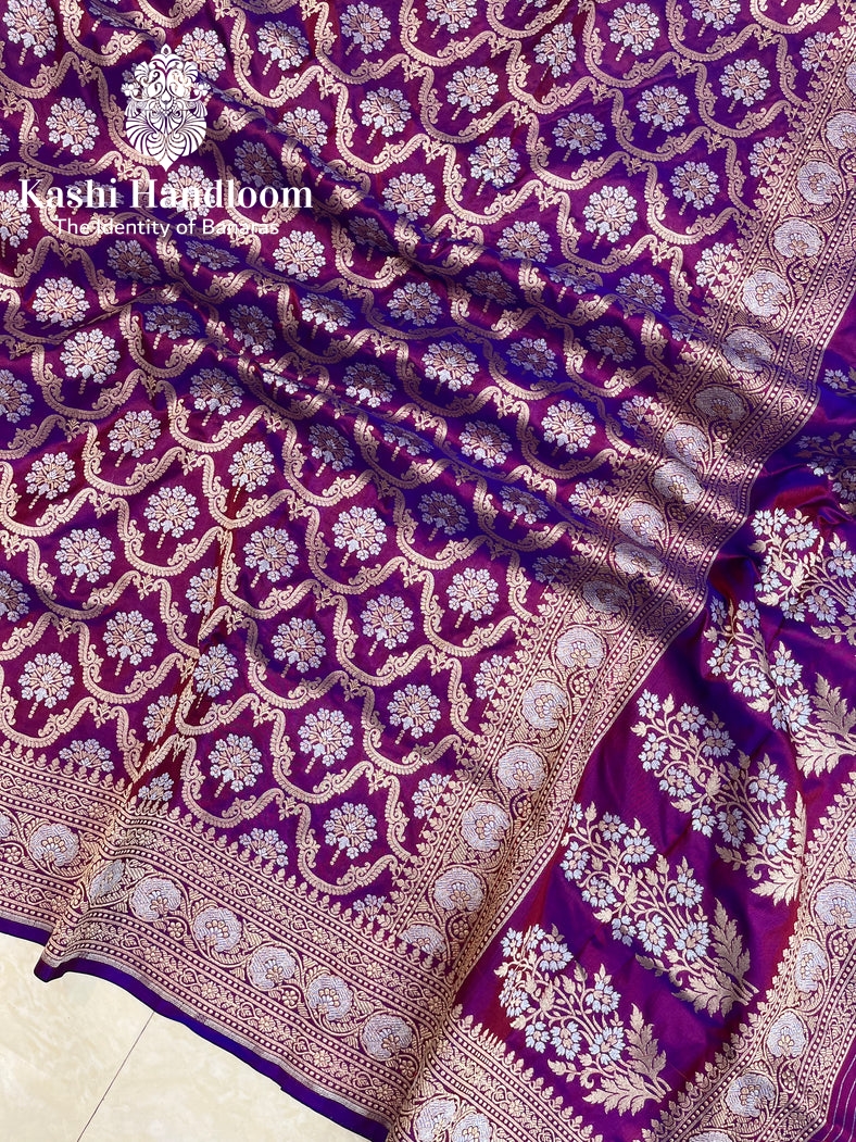 Banaras Handloom Pure Khaddi Georgette Saree Water Zari