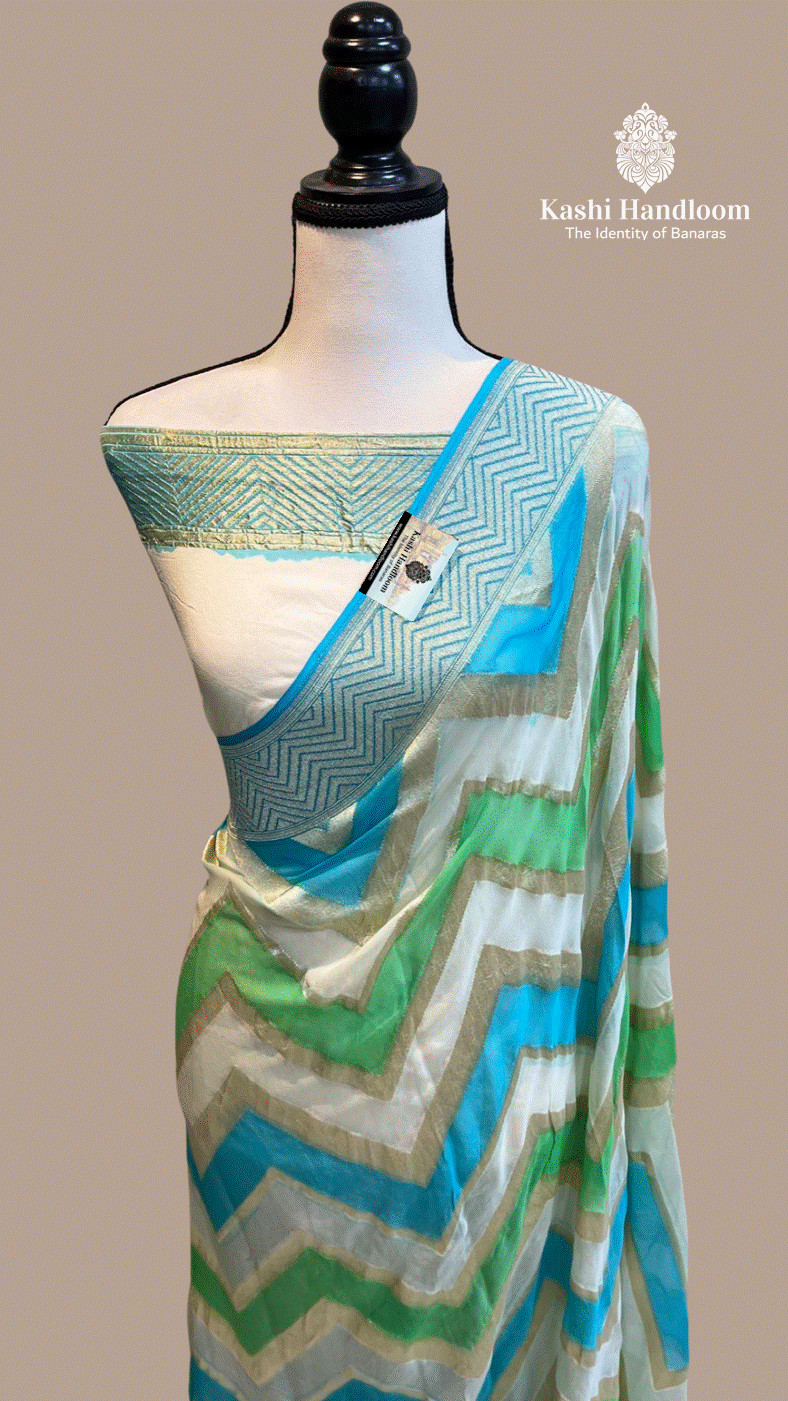 Banaras Handloom Khaddi Georgette Saree Water Zari