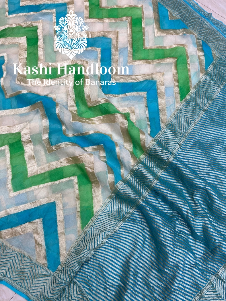 Banaras Handloom Khaddi Georgette Saree Water Zari