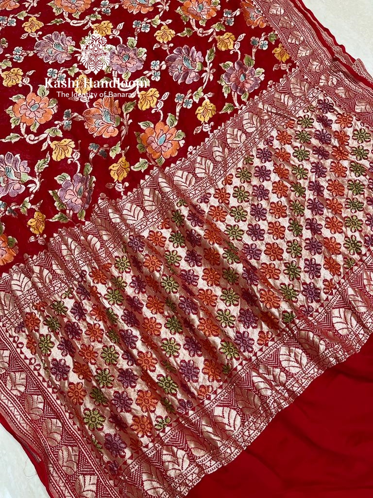 Banaras Handloom Khaddi Tushar Geoorgette Saree