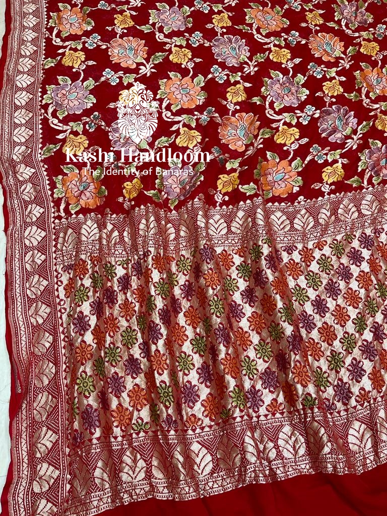 Banaras Handloom Khaddi Tushar Geoorgette Saree