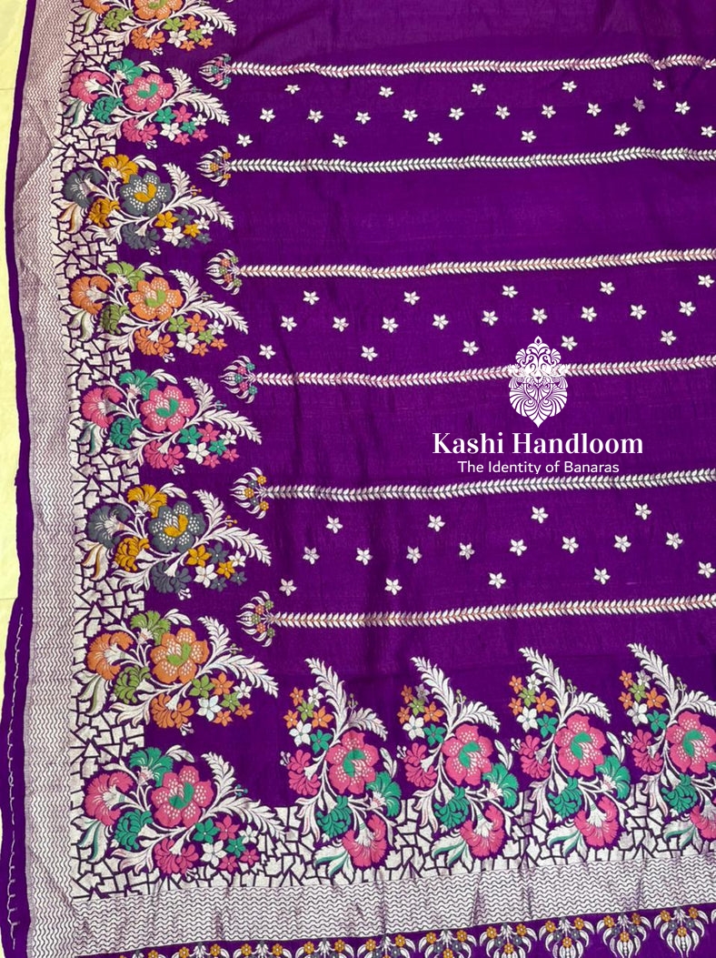 Banaras Handloom Pure Khaddi Tussar Geoorgette Saree