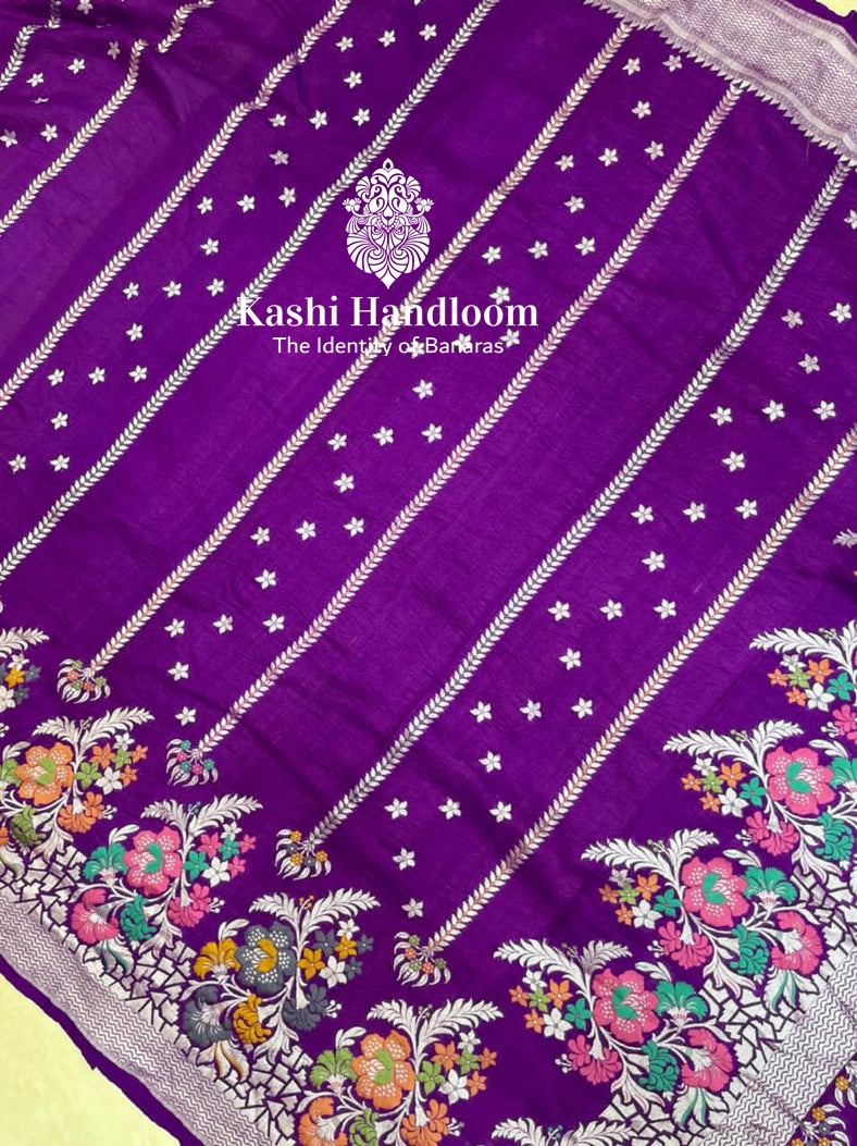 Banaras Handloom Pure Khaddi Tussar Geoorgette Saree