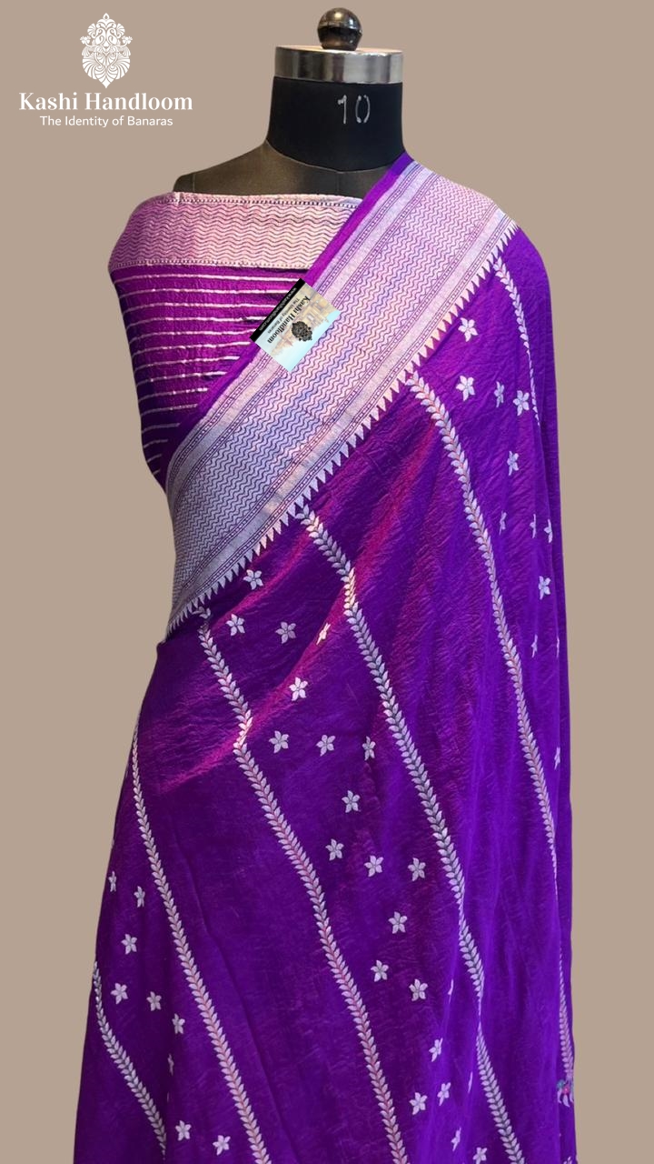 Banaras Handloom Pure Khaddi Tussar Geoorgette Saree