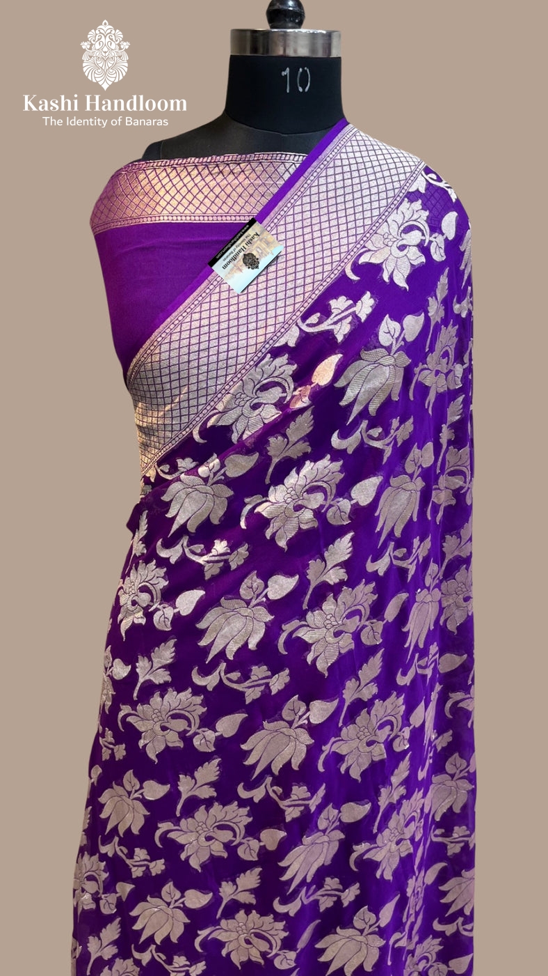 Banaras Handloom Khaddi Georgette Saree Water Zari