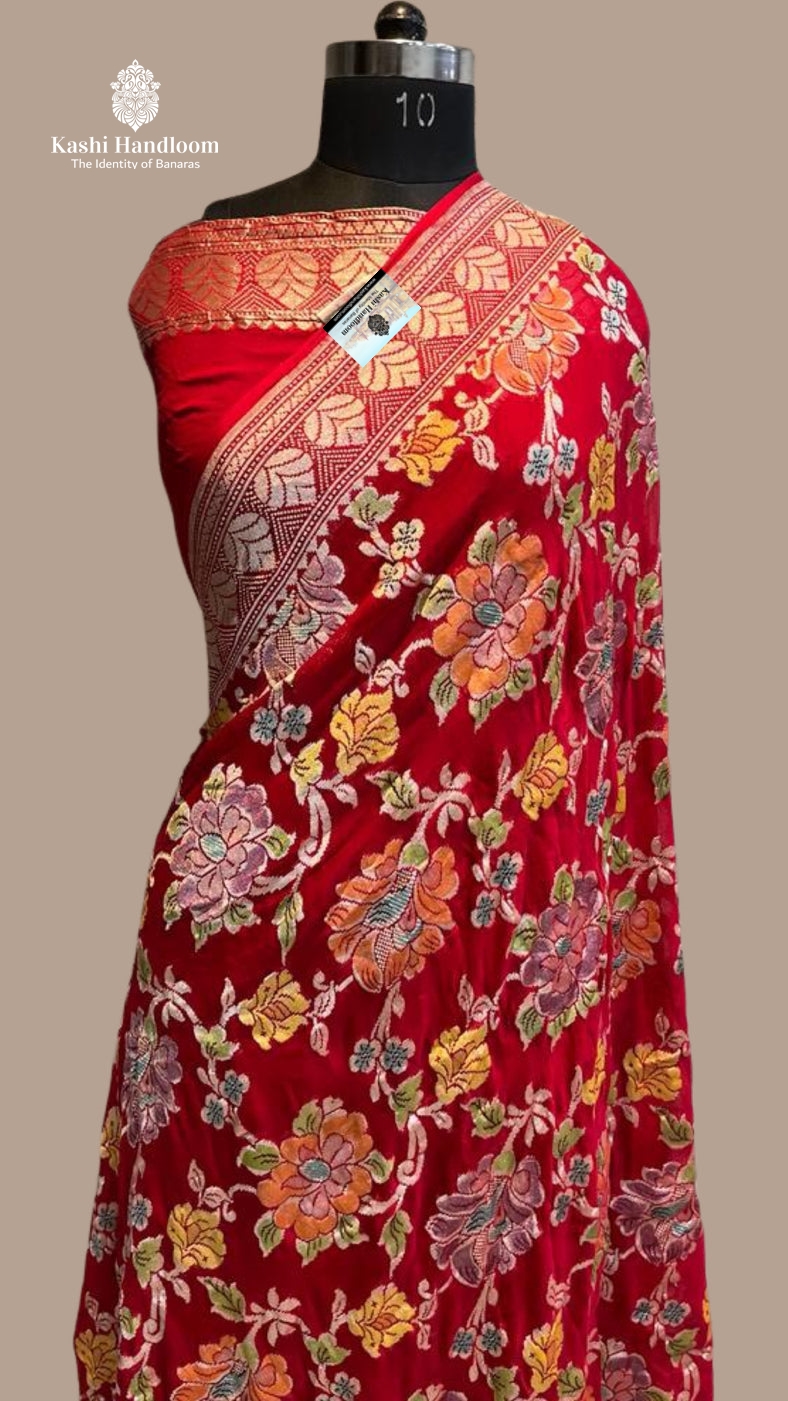 Banaras Handloom Khaddi Georgette Saree Water Zari