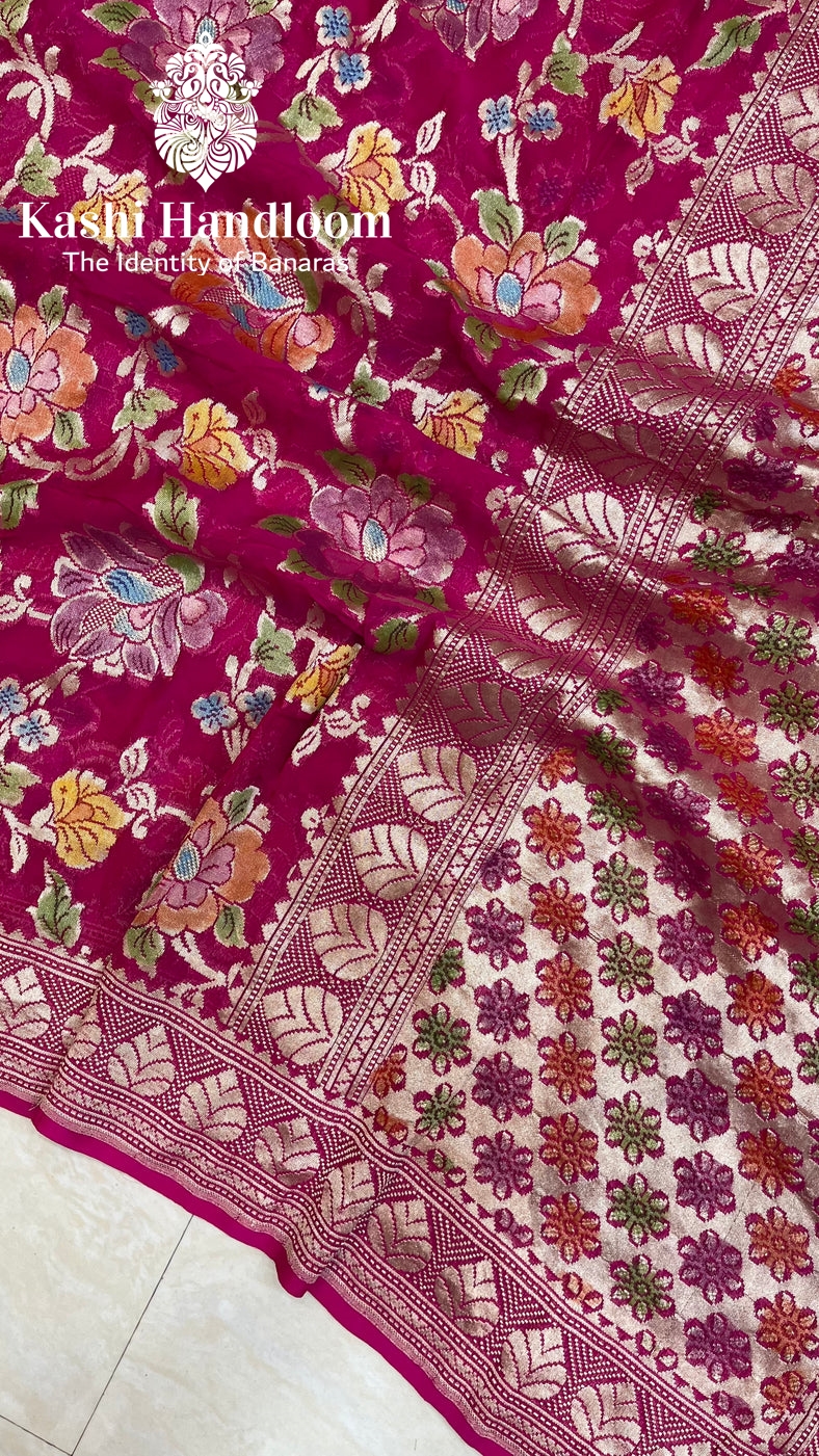 Banaras Handloom Khaddi Georgette Saree Water Zari