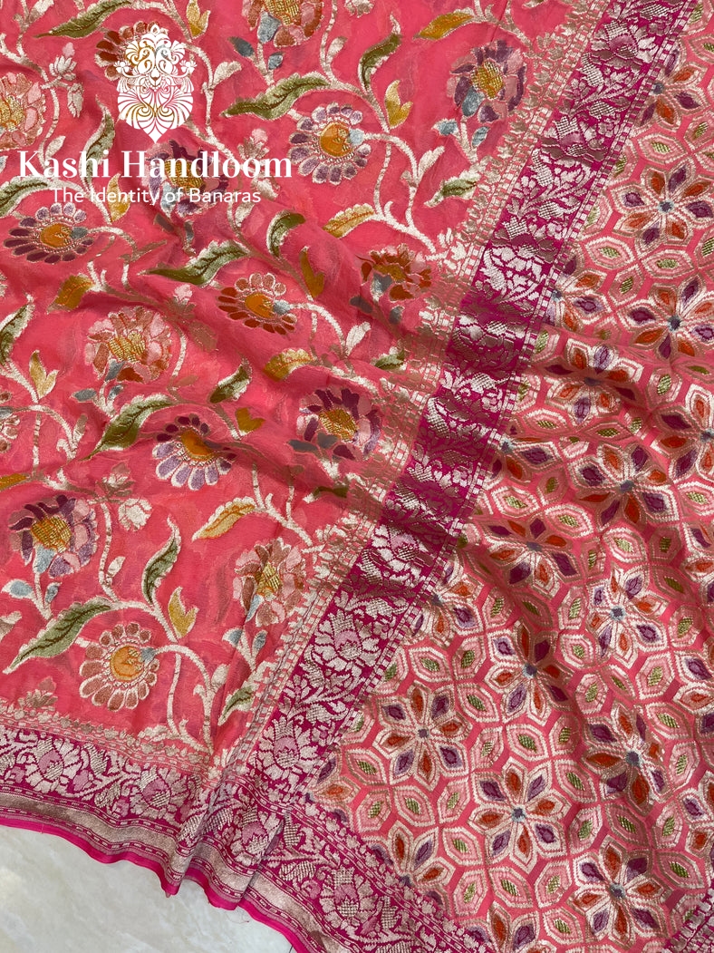 Banaras Handloom Khaddi Georgette Saree Water Zari