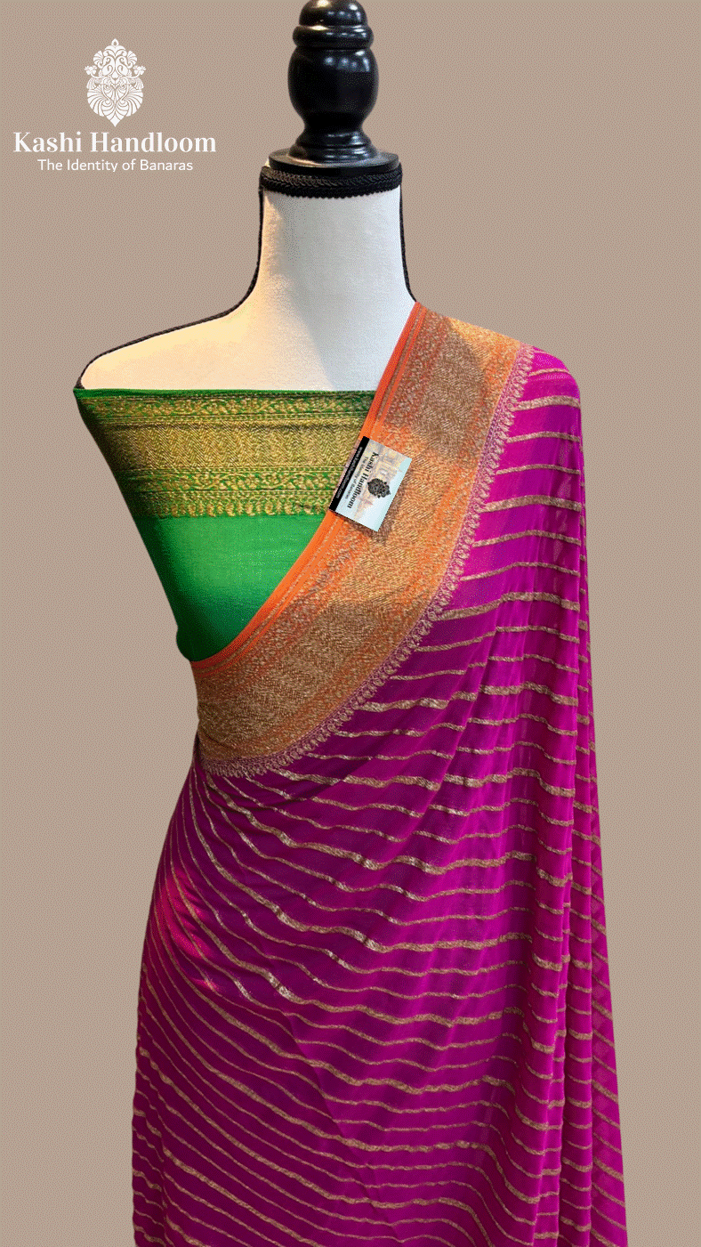 Banaras Handloom Khaddi Georgette Saree Antique Zari