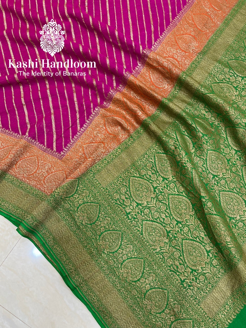 Banaras Handloom Khaddi Georgette Saree Antique Zari