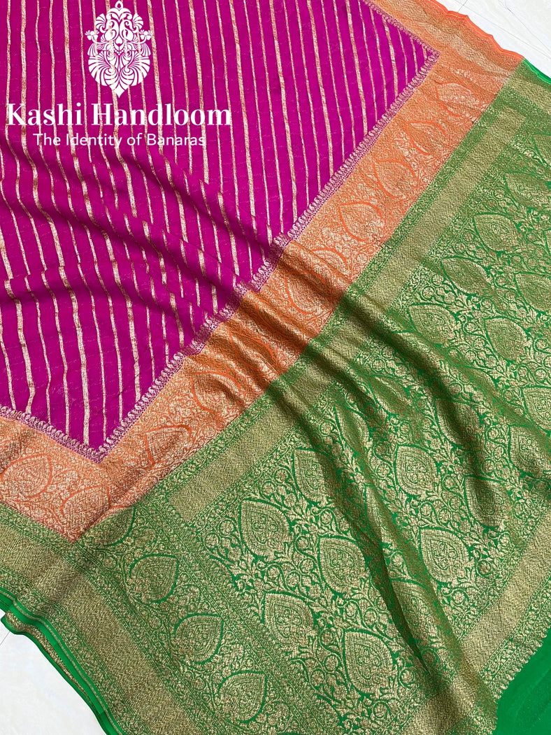 Banaras Handloom Khaddi Georgette Saree Antique Zari