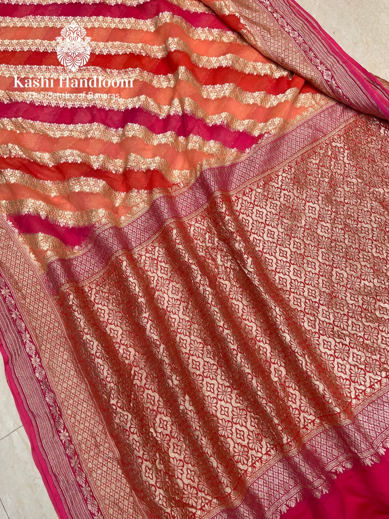Banaras Handloom Khaddi Georgette Saree Water Zari