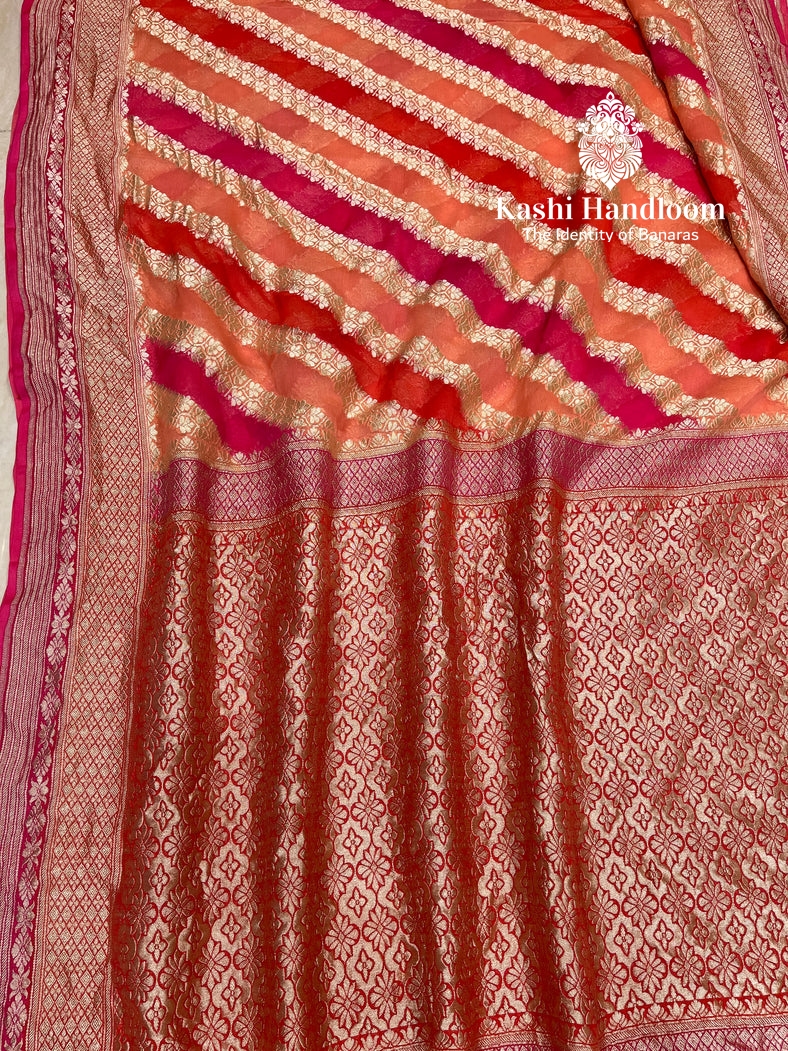 Banaras Handloom Khaddi Georgette Saree Water Zari