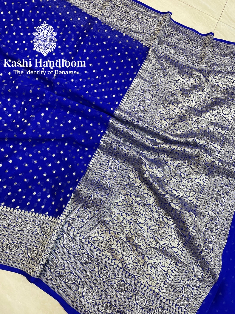 Banaras Handloom Khaddi Georgette Saree Water Zari