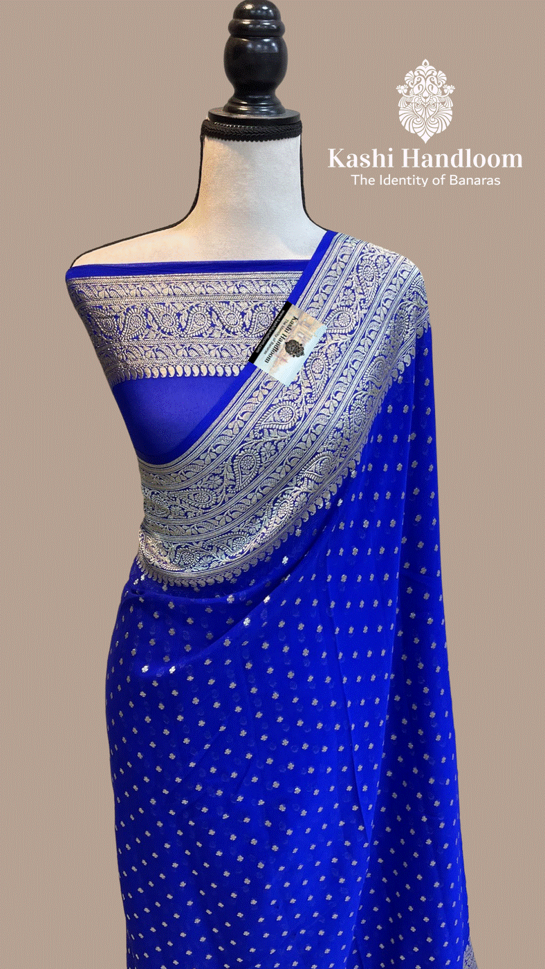 Banaras Handloom Khaddi Georgette Saree Water Zari