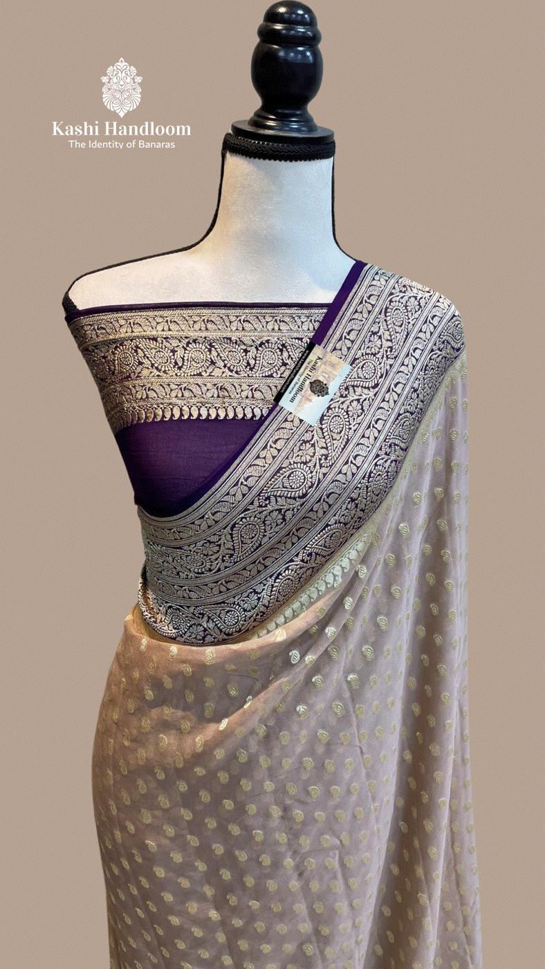 Banaras Handloom Khaddi Georgette Saree Water Zari