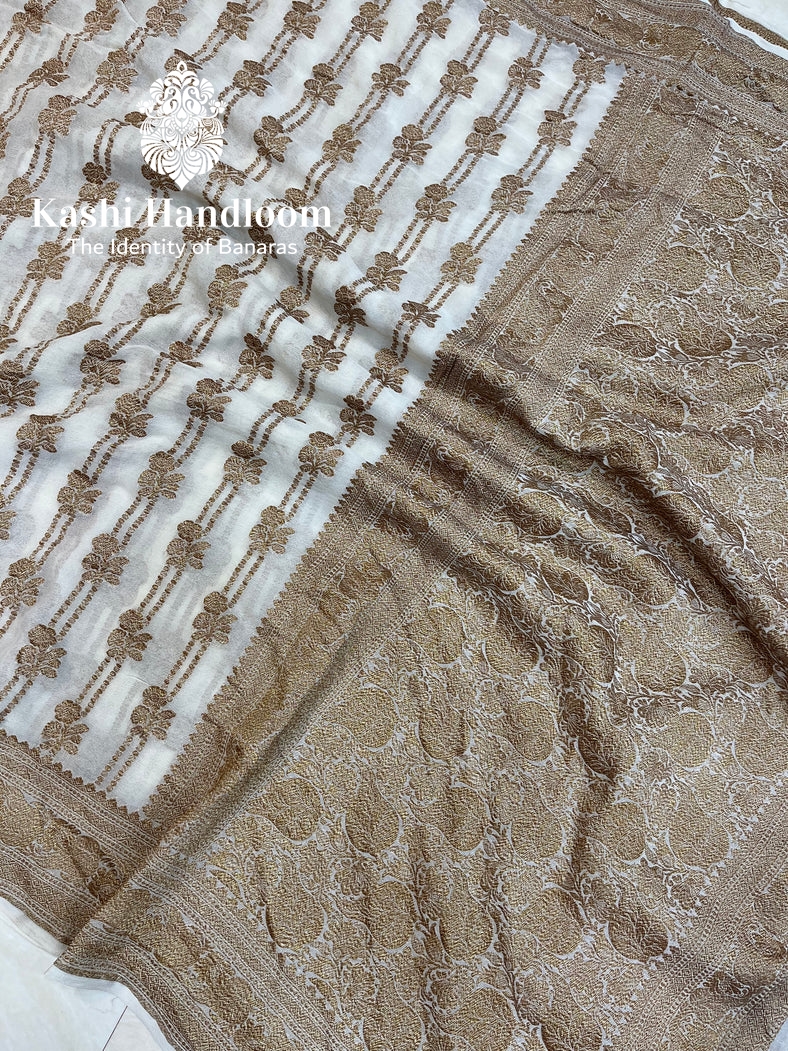 Banaras Handloom Khaddi Georgette Saree Antique Zari