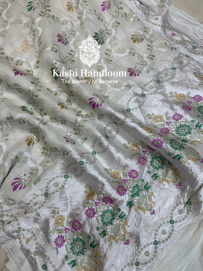 Banaras Handloom Pure Khaddi Tussar Georgette Saree