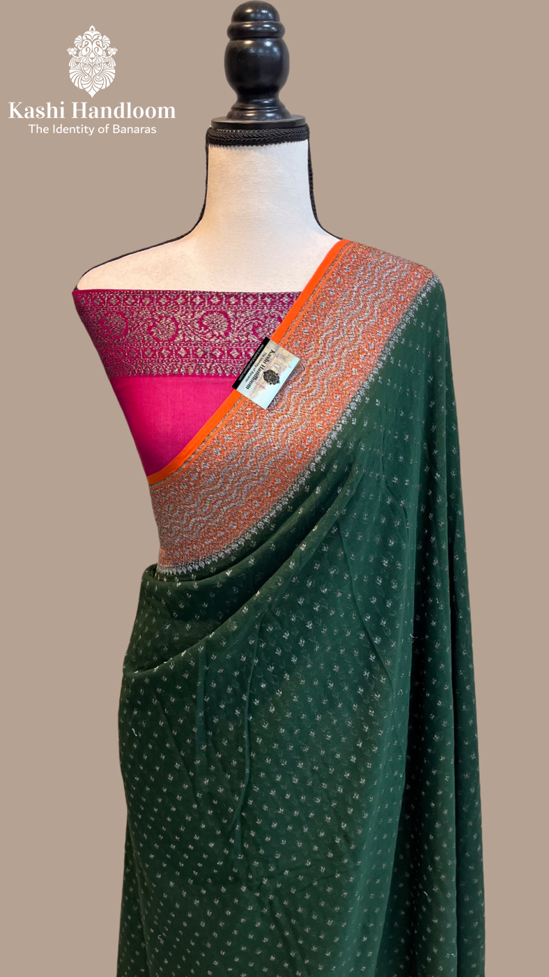 Banaras Handloom khaddi Georgette Saree Antique Zari