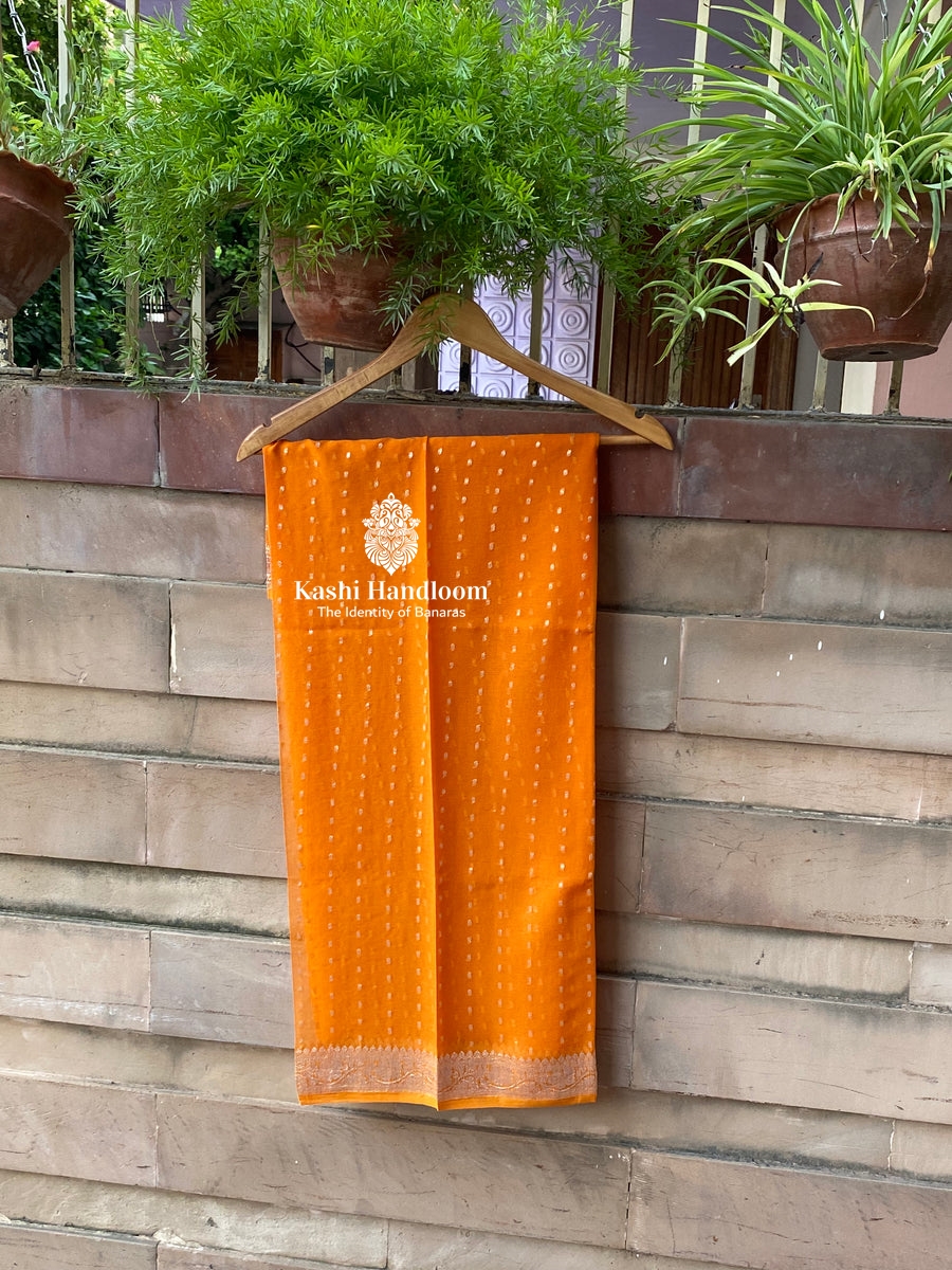 Banaras Handloom Khaddi Georgette Dupatta Silver Zari