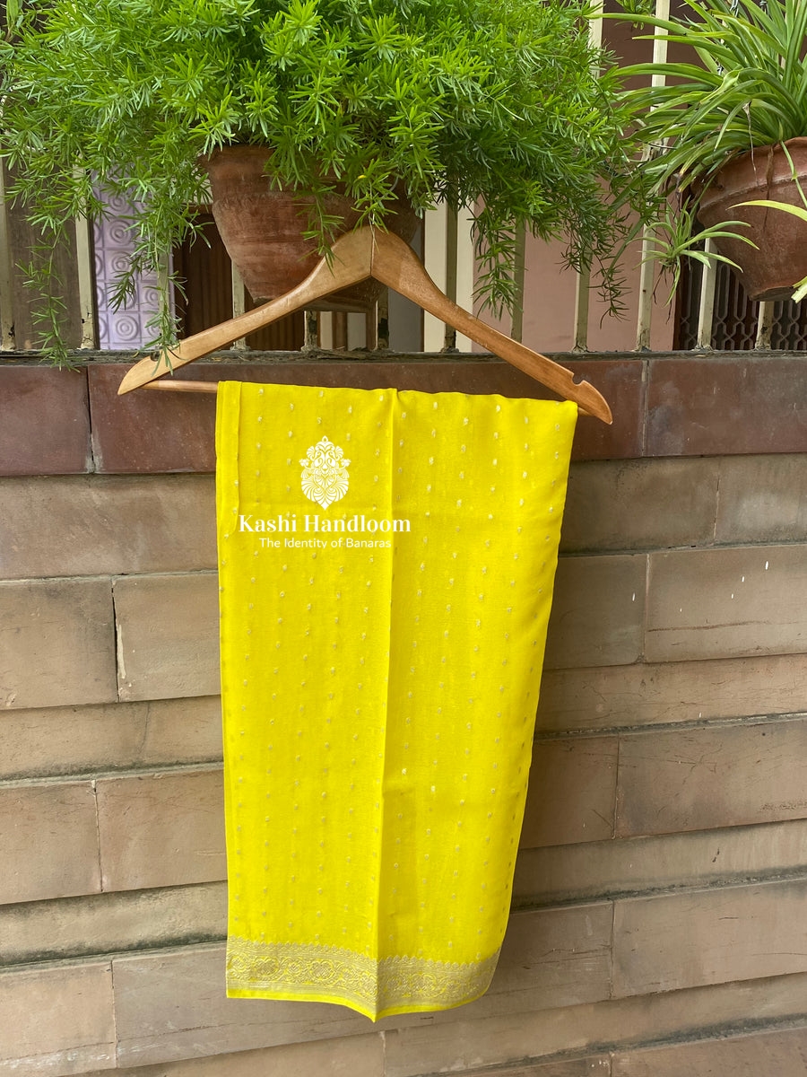 Banaras Handloom Khaddi Georgette Dupatta Silver Zari