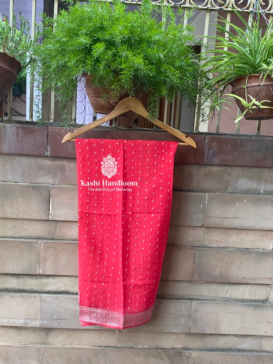 Banaras Handloom Khaddi Georgette Dupatta Silver Zari