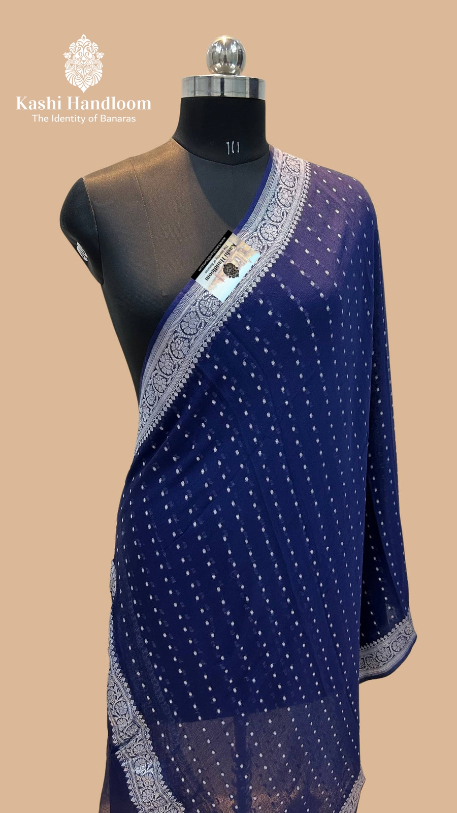 Banaras Handloom Khaddi Georgette Dupatta Silver Zari