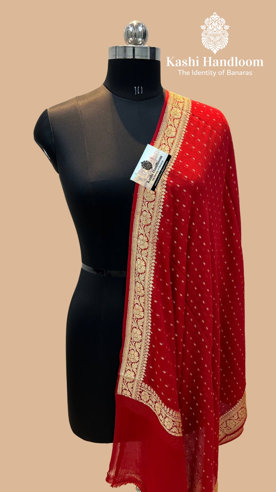 Banaras Handloom Khaddi Georgette Dupatta Gold Zari