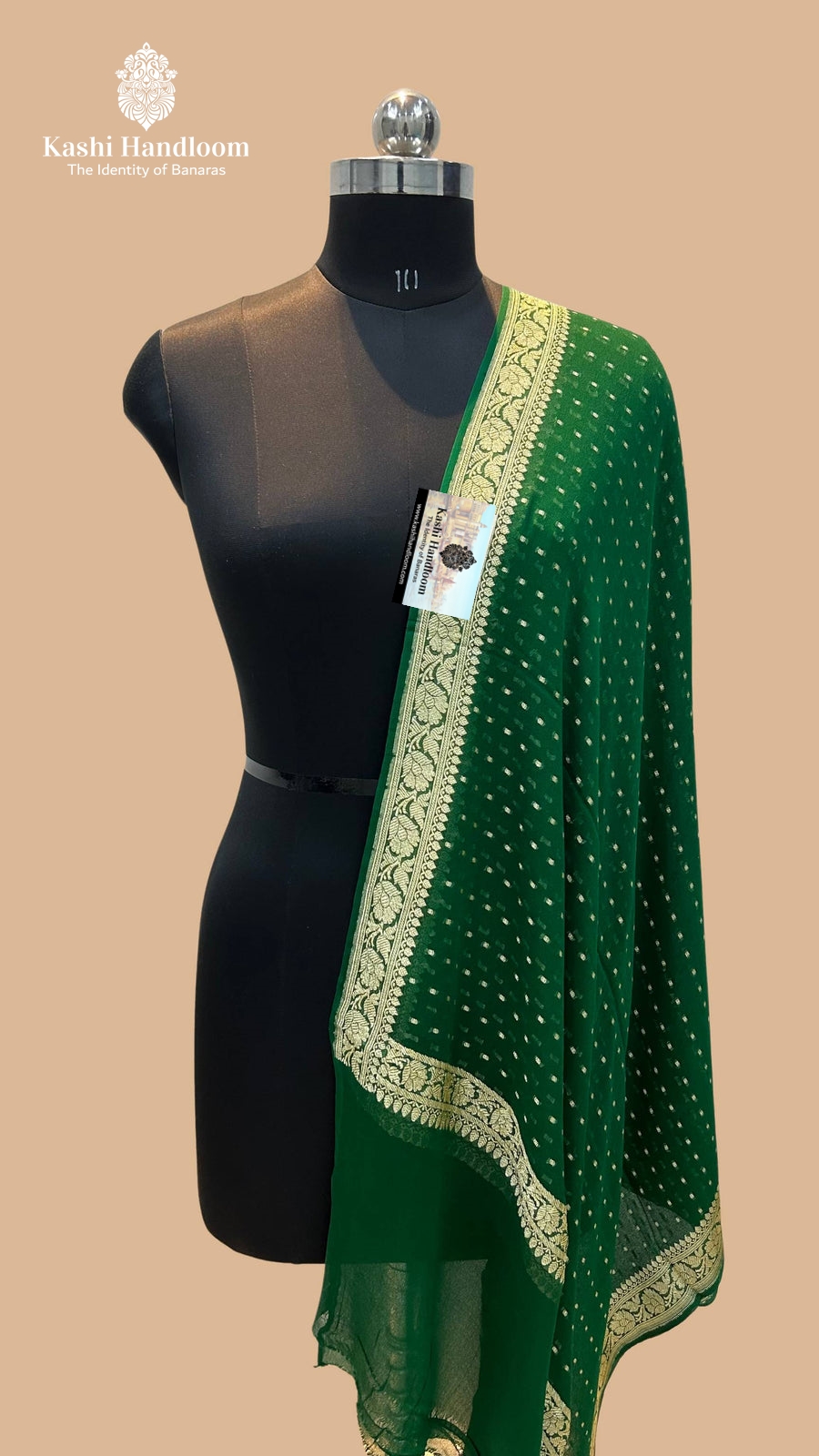 Banaras Handllom Khaddi Georgette Dupatta Gold Zari