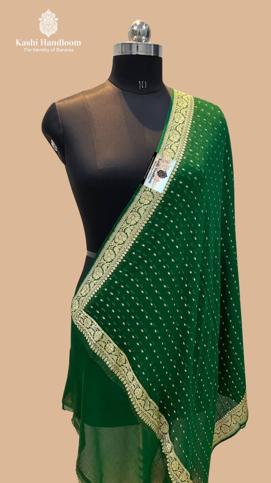 Banaras Handllom Khaddi Georgette Dupatta Gold Zari