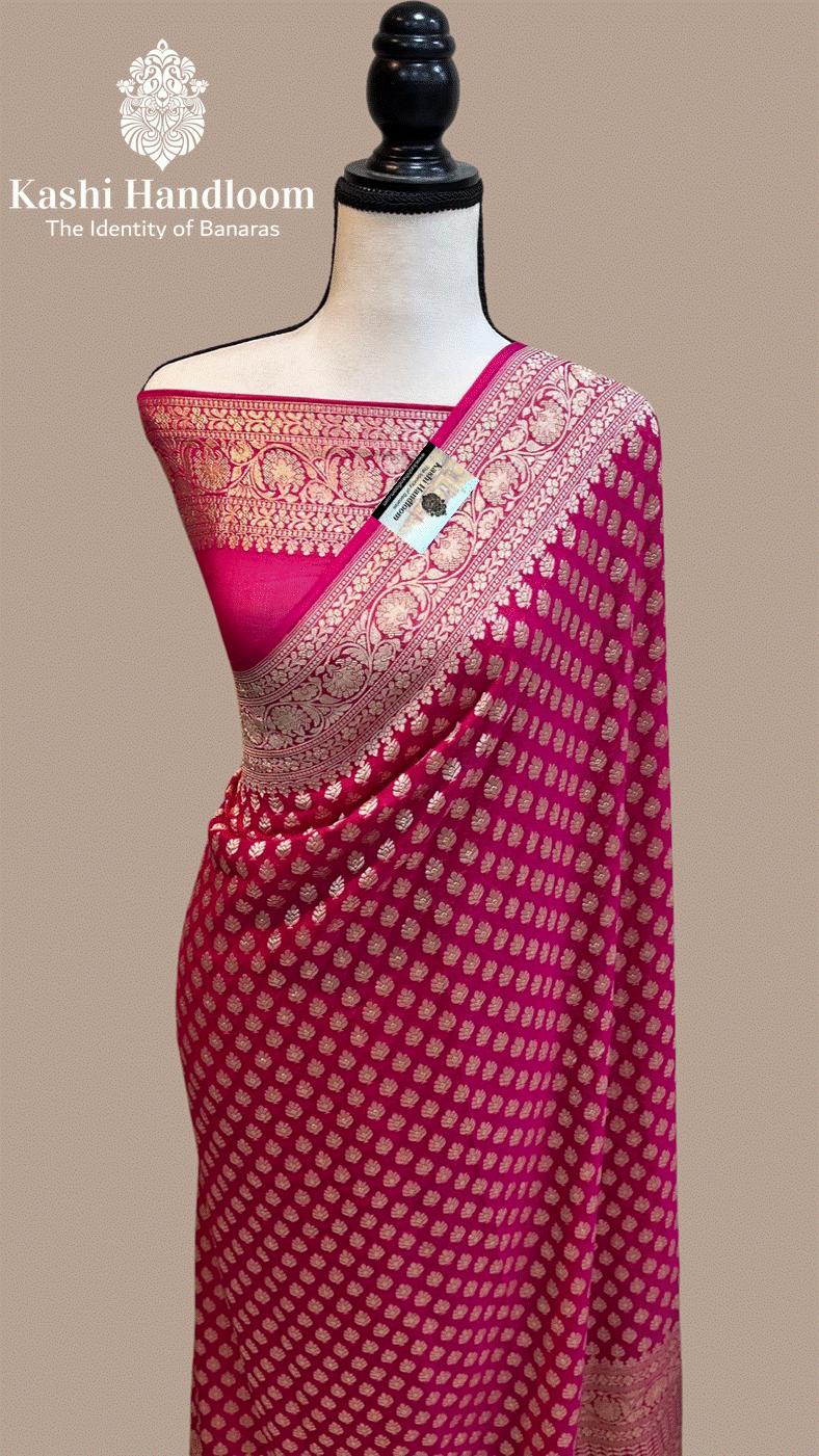 Banaras Handloom Khaddi Georgette Saree Water Zari