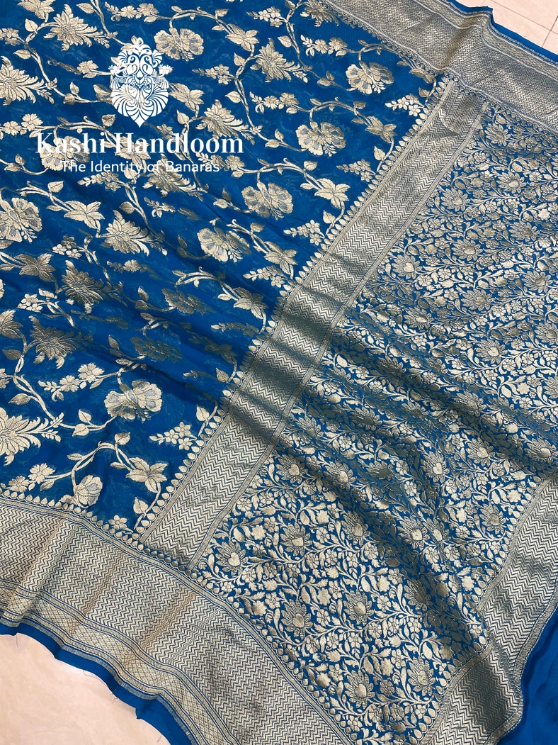 Banaras Handloom Khaddi Georgette Saree Water Zari