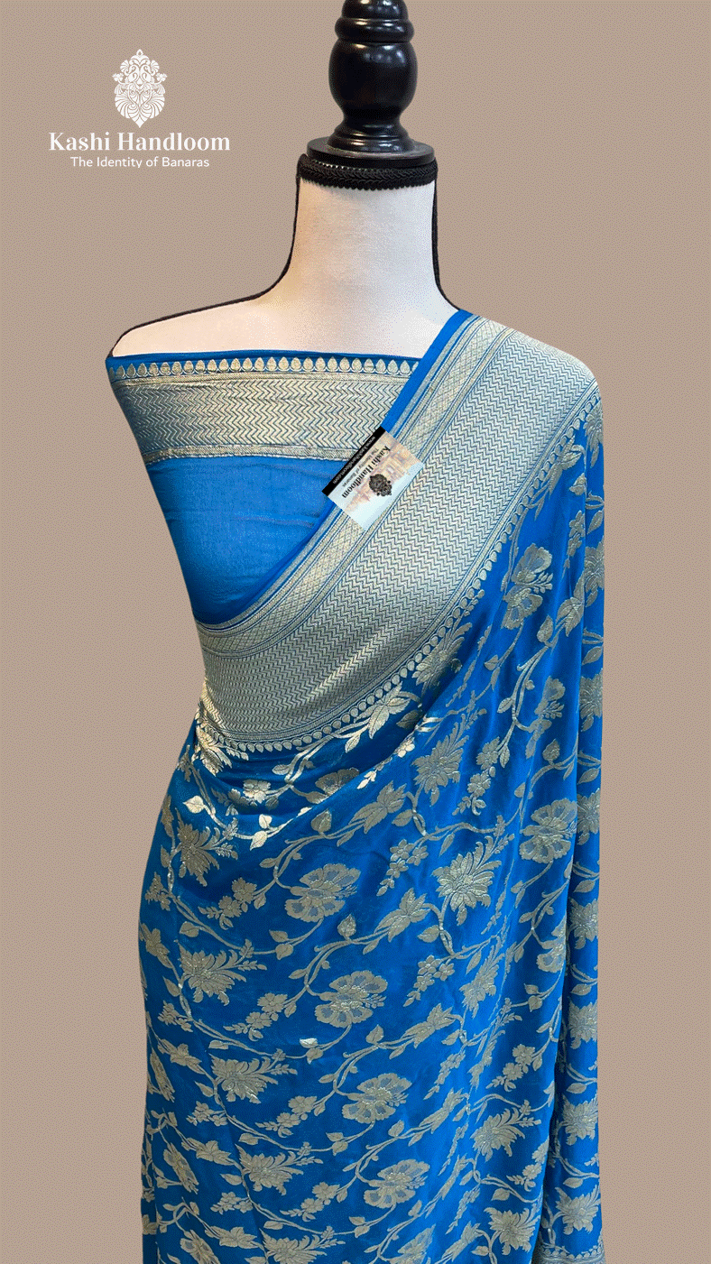 Banaras Handloom Khaddi Georgette Saree Water Zari