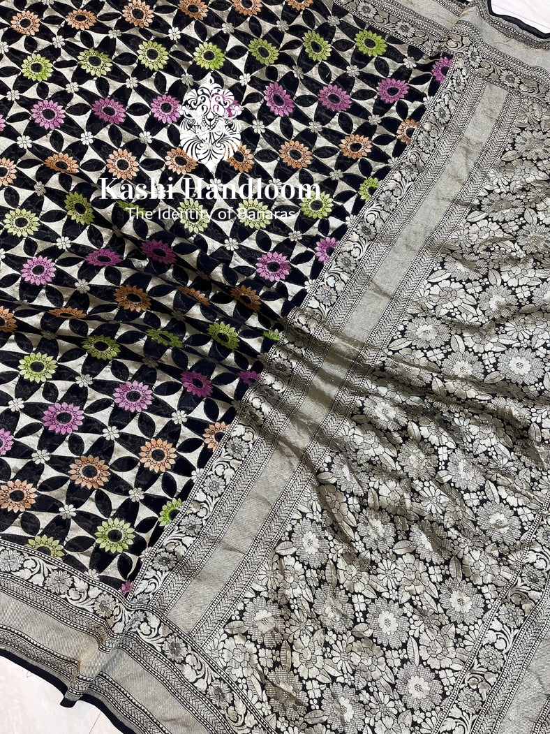 Banaras Handloom Khaddi Georgette Saree Water Zari