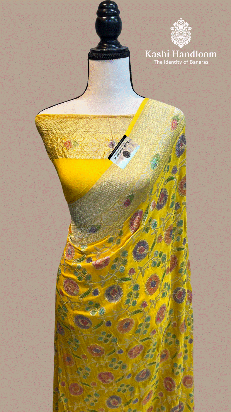 Banaras Handloom Khaddi Georgette Saree Water Zari
