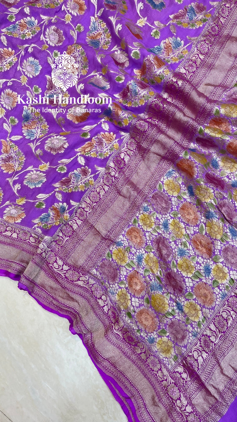 Banaras Handloom Khaddi Georgette Saree Water Zari
