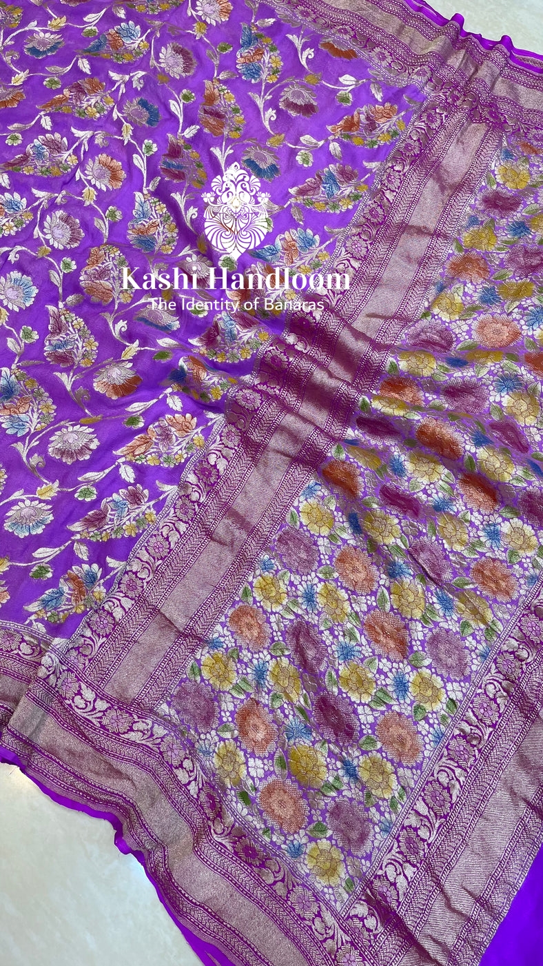 Banaras Handloom Khaddi Georgette Saree Water Zari