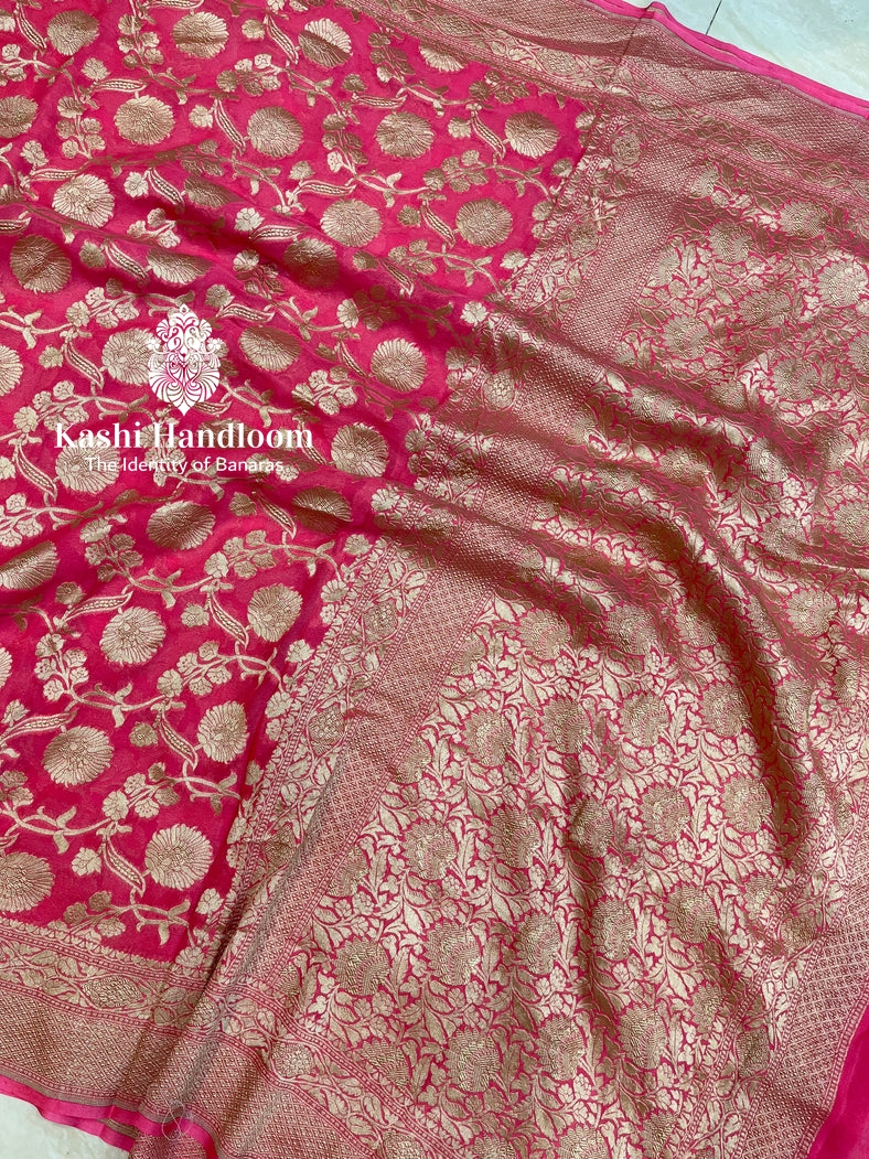 Banaras Handloom Khaddi Georgette Saree Water Zari