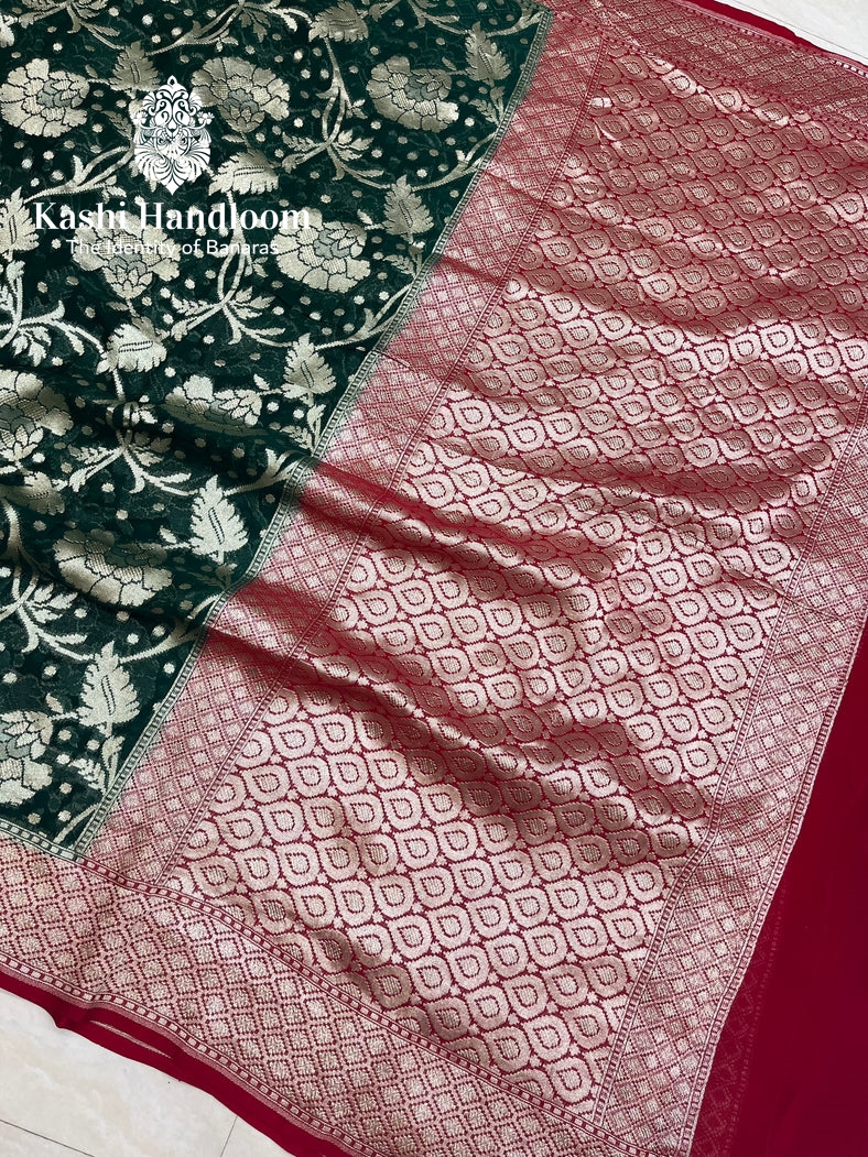 Banaras Handloom Khaddi Georgette Saree Water Zari