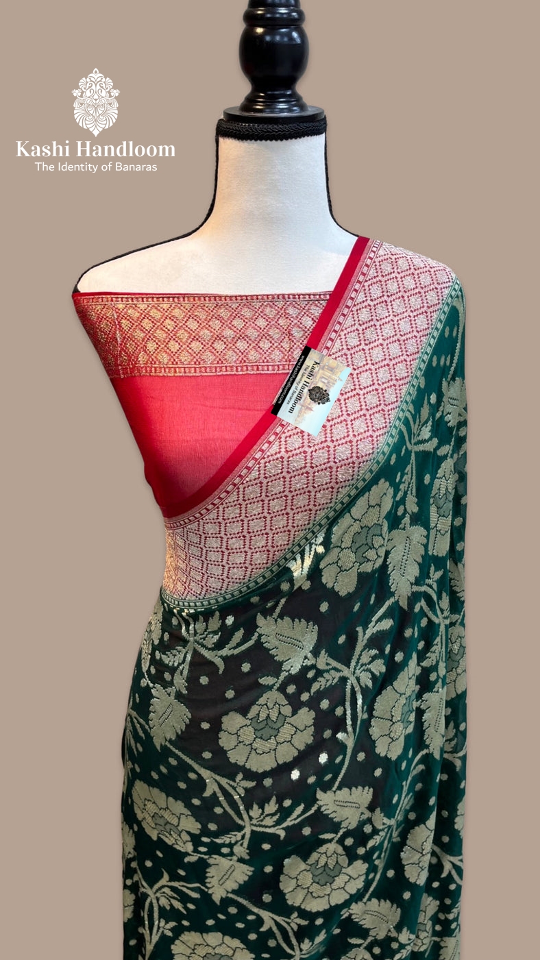 Banaras Handloom Khaddi Georgette Saree Water Zari