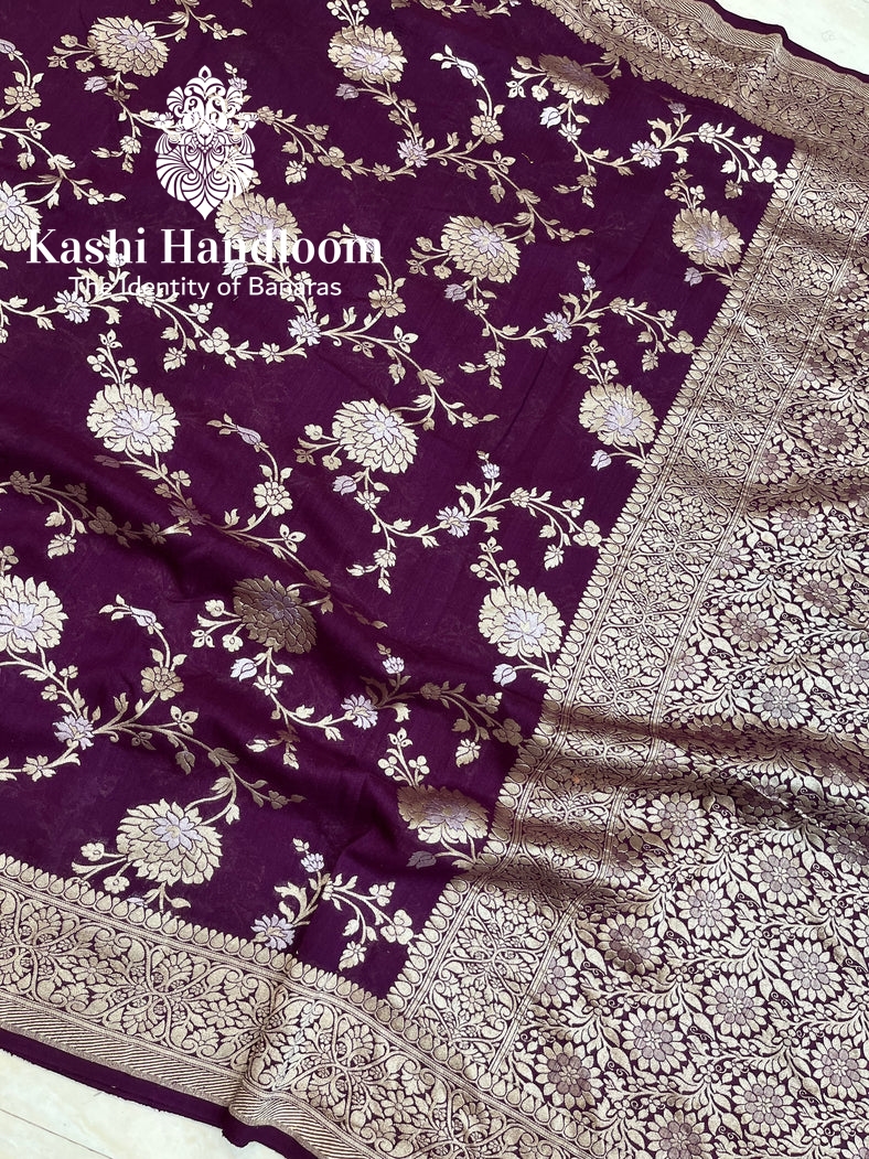 Banaras Handloom Pure Khaddi Tussar Georgette Saree